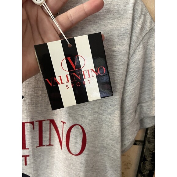 Genuine Valentino Sport Crew Neck T-Shirt Tee Gray Short Sleeve Men’s Sm NWT - Picture 6 of 12